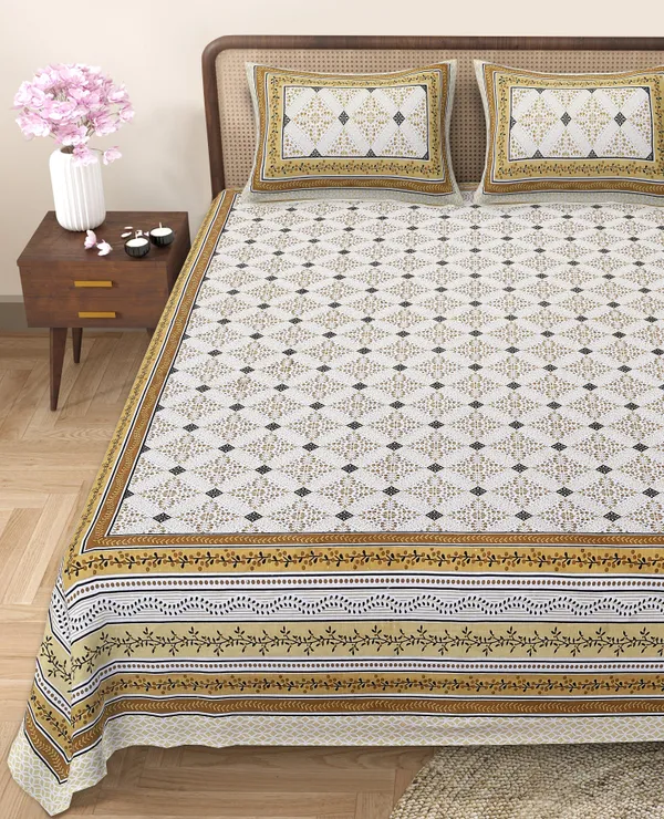 Yellow_Cotton_Regal_Harmony_Double_Bedsheet_With_Pillow_Cover_90_X_108_Cmcm